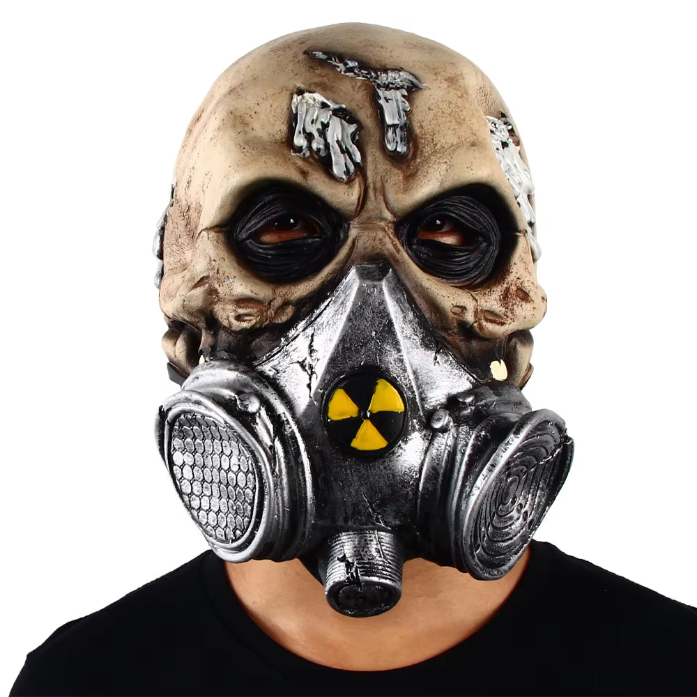 Skull Biohazard Scary Mask Zombie Terror Headgear Halloween Horror Party Cosplay Costume Latex Props