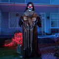 67 Inch Standing Grim Reaper with Chain Large Halloween Decorations Outdoor Scary Decorations Halloween Motion Activated Grim Reaper with LED Eyes & Sound