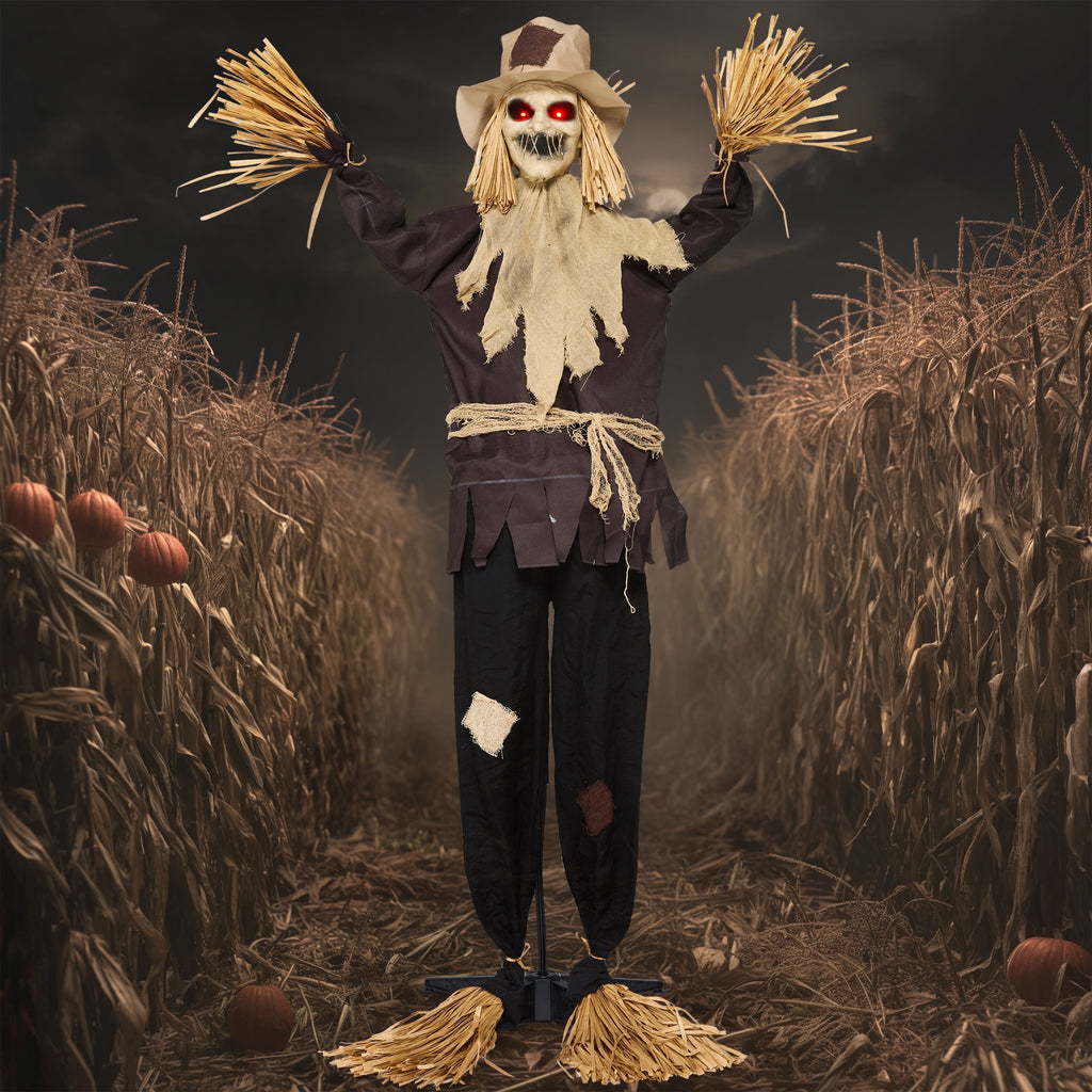 Halloween Decorations Outdoor,70" Light up Animated Scary Decorations Scarecrow Decorations Halloween Motion Activated Scarecro with LED Eyes & Sound