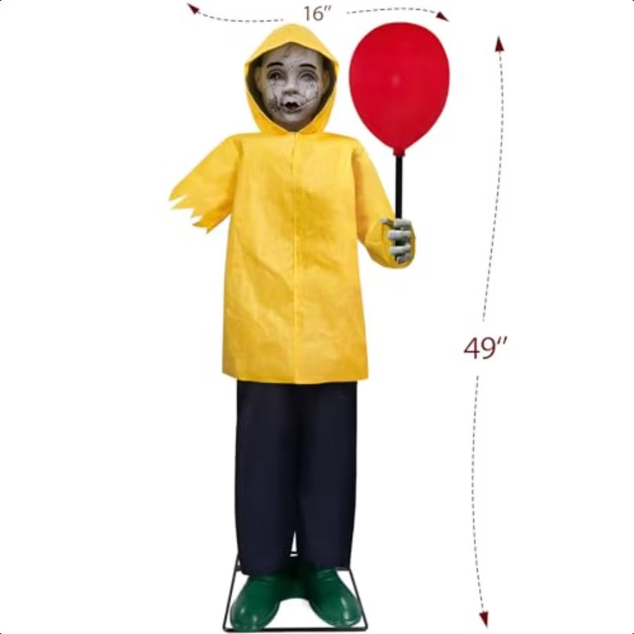 Halloween Decorations Outdoor 4 Ft Life Size Animatronics Prop with Glowing Balloon Soundactivated Sensor Scary Decor for Home