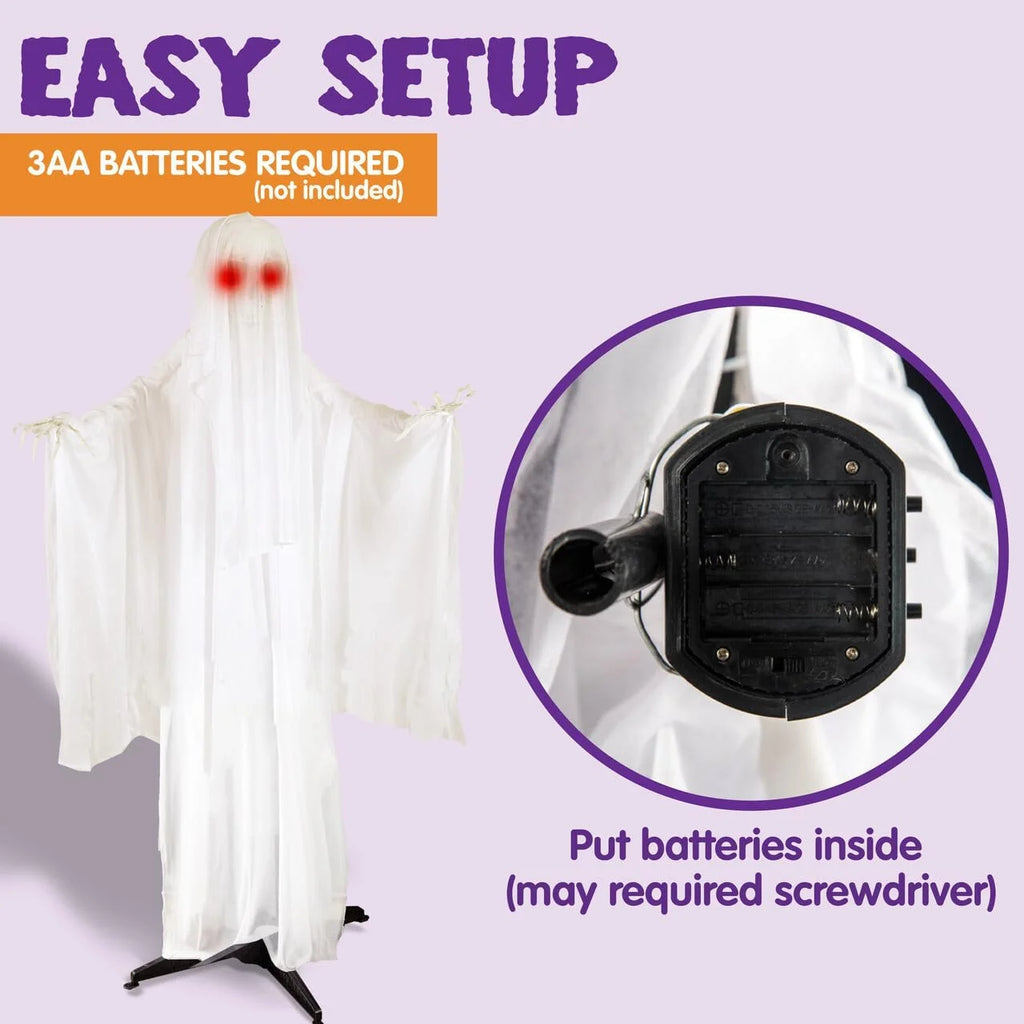 67" Standing Ghost Large Halloween Decorations Outdoor Scary Decorations Halloween Motion Activated Ghost with LED Eyes & Sound,Haunted House Props