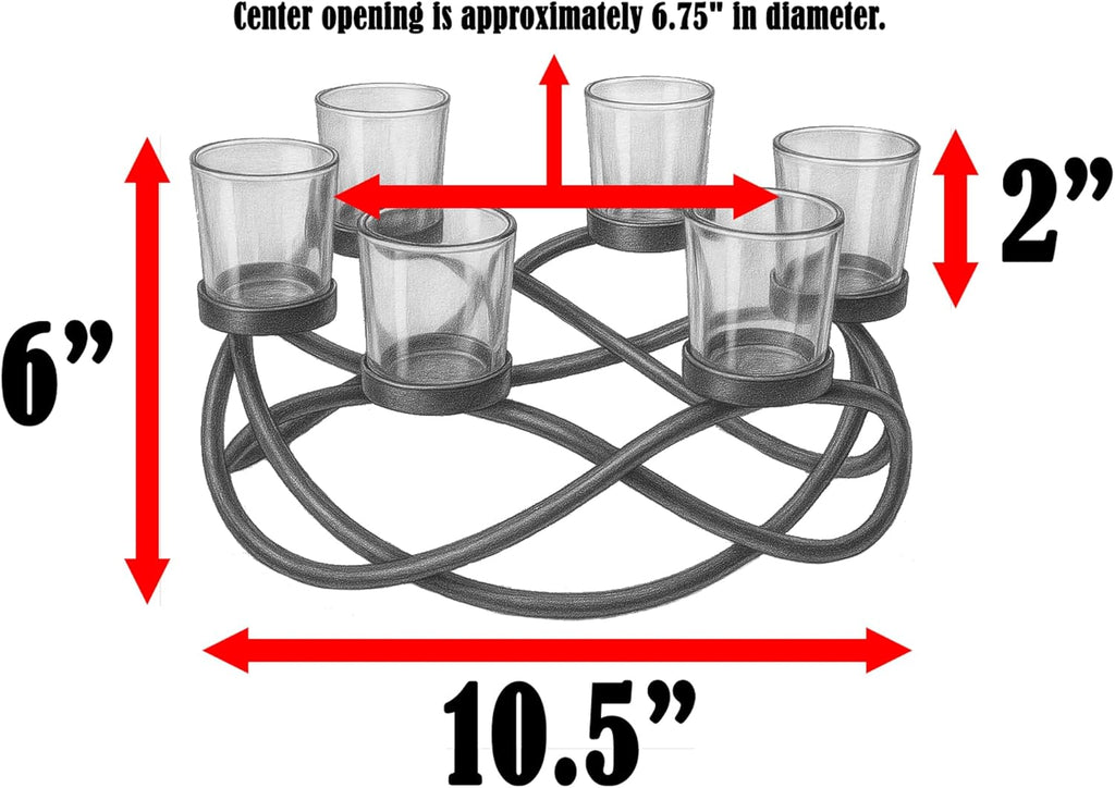 Halloween Candle Holder Centerpiece Decoration – Black Metal Iron 6-Cup Votive Tealight Holder for Spooky Table Gothic Decor, Kitchen & Dining Room, Coffee Tables