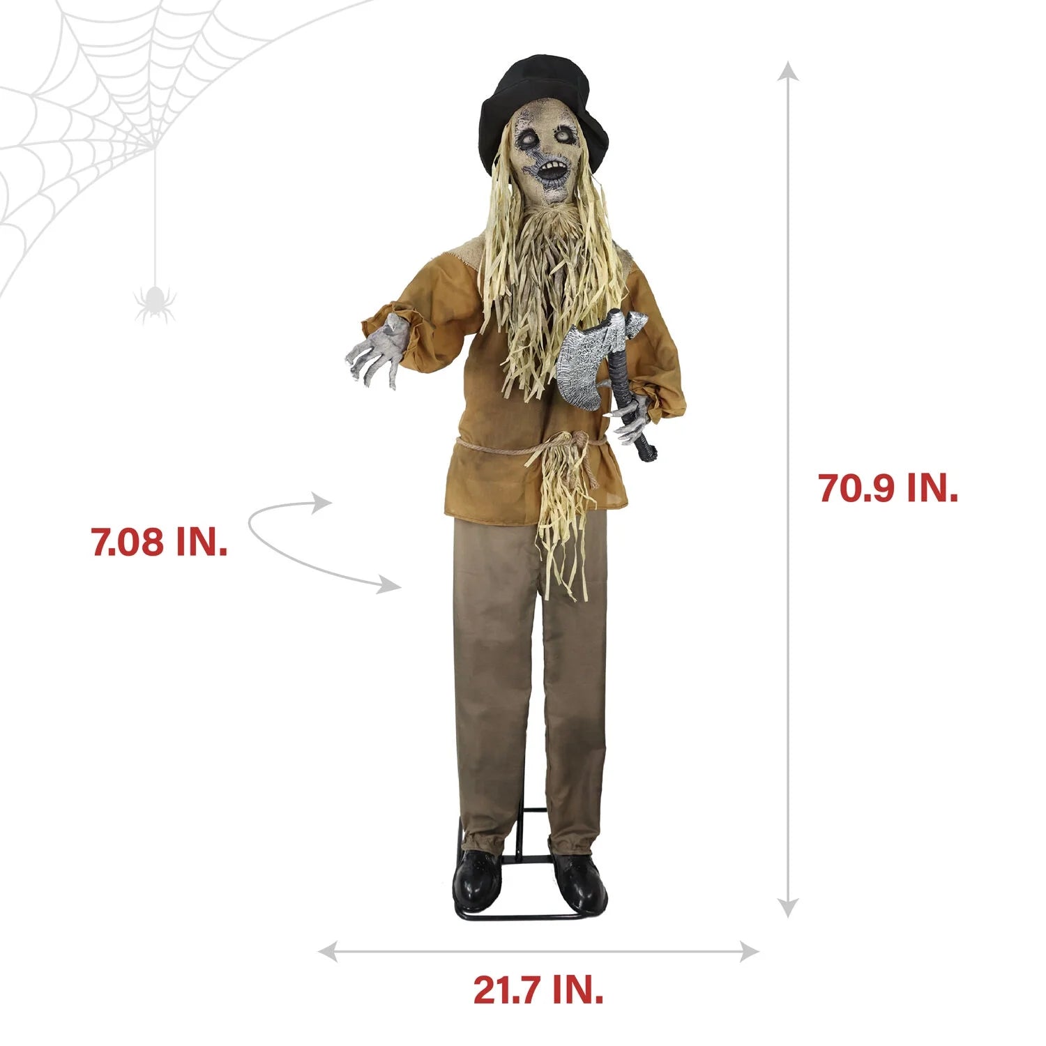 Lifesize Animatronic Haunted Scarecrow with Lights and Sound, Halloween Decoration, HHSCR-7FLSA