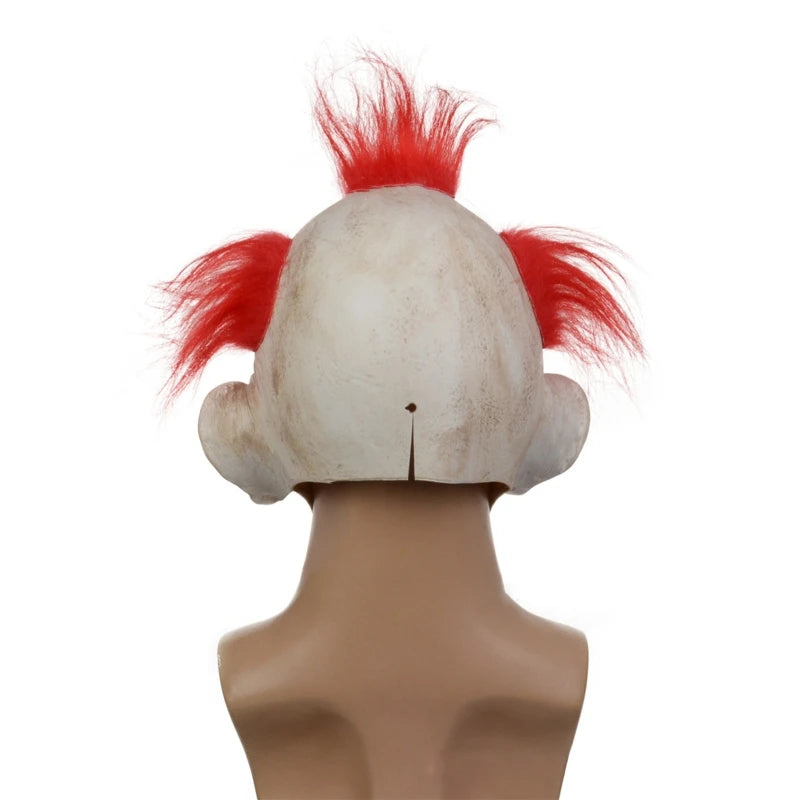 Halloween Mask Scary Smiling Clown Mask with Red Hair Halloween Headgear