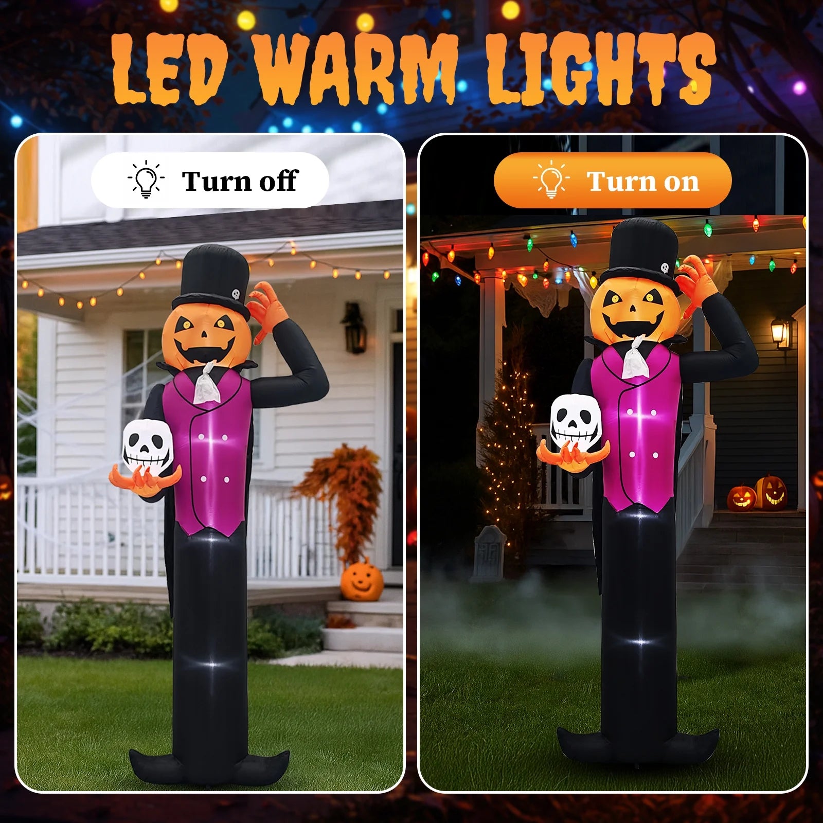 12 FT Halloween Inflatables Pumpkin Man Outdoor Halloween Decoration