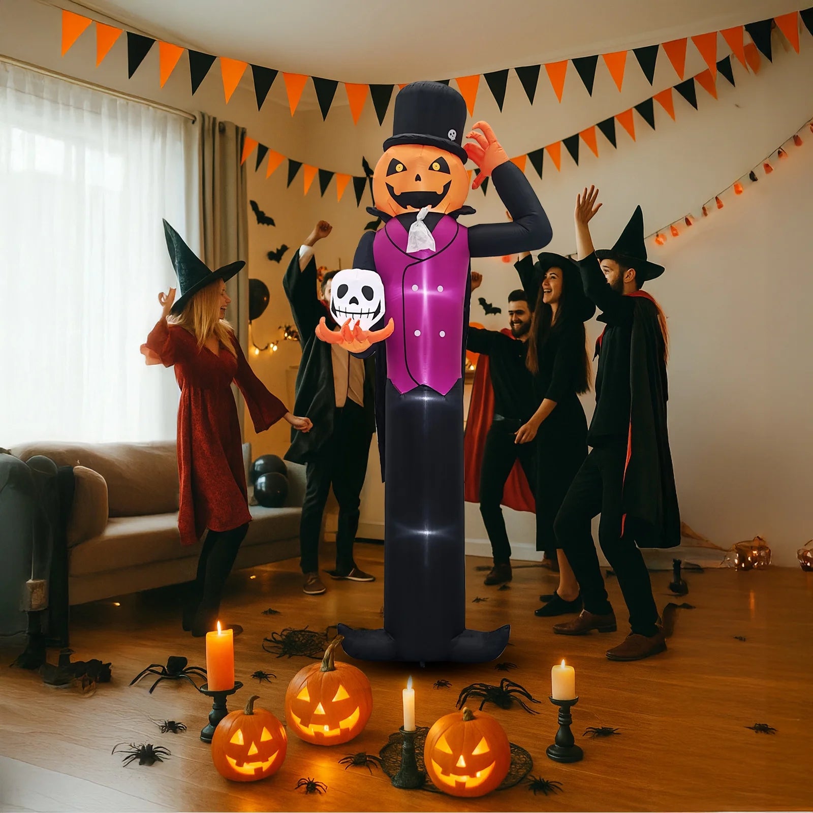 12 FT Halloween Inflatables Pumpkin Man Outdoor Halloween Decoration