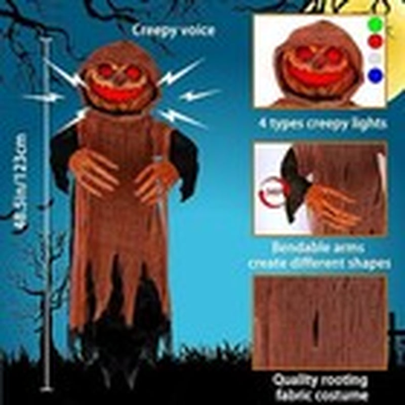 Halloween Hanging Decorations Outdoor 48.5" Animated Pumpkin Ghost with Spooky