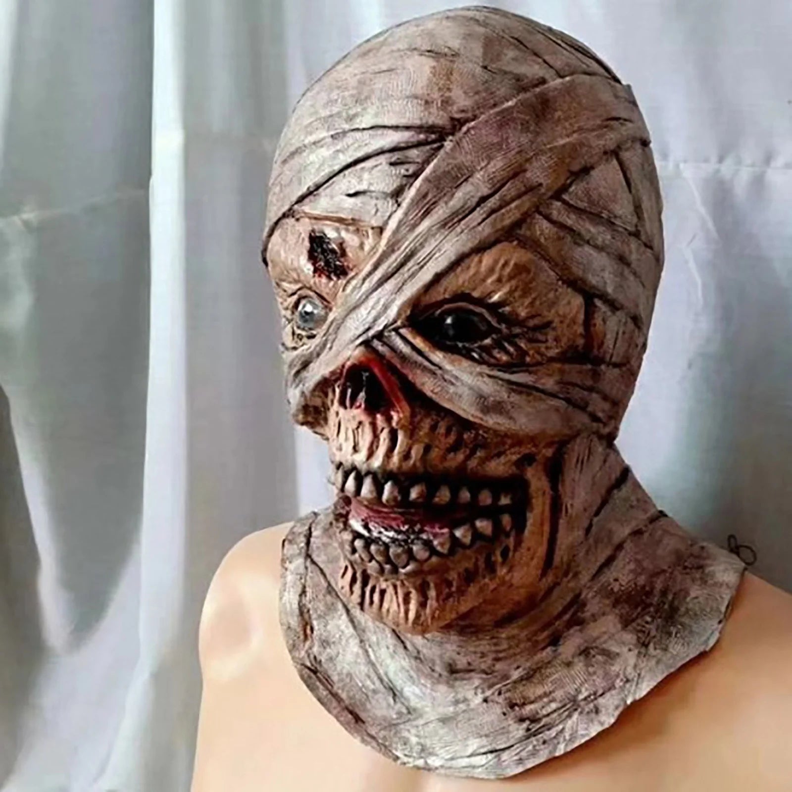 Realistic Mummy Halloween Mask - Terrifying Bandage Face Costume for , Masquerade, Carnival & Steampunk Parties, Breathable & Comfortable Scary Mask for Pranks & Halloween Fun