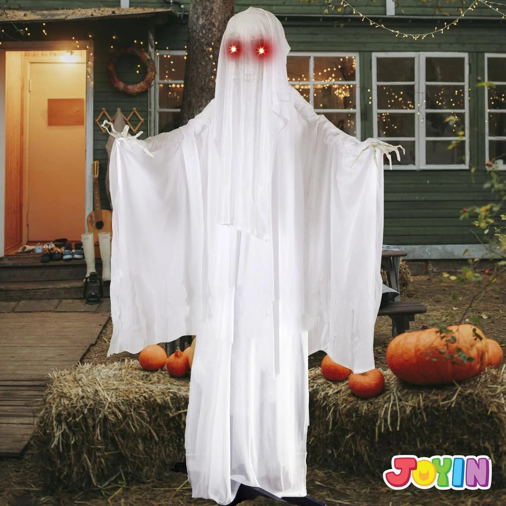 67" Standing Ghost Large Halloween Decorations Outdoor Scary Decorations Halloween Motion Activated Ghost with LED Eyes & Sound,Haunted House Props