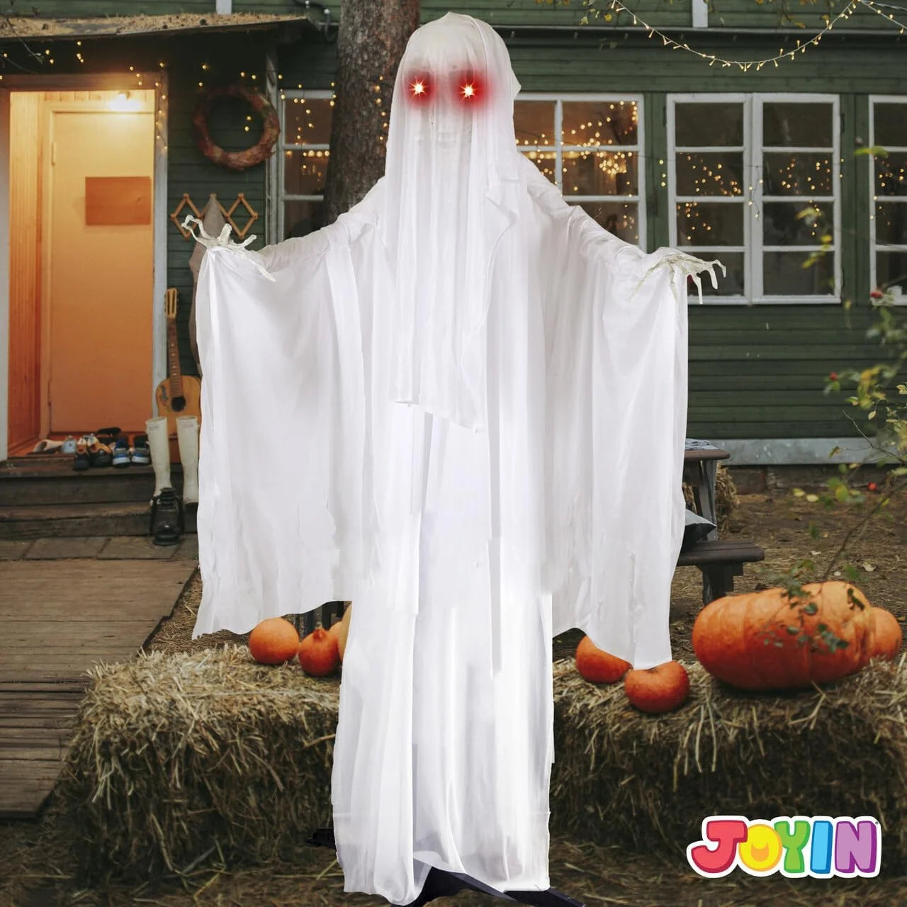 67" Standing Ghost Large Halloween Decorations Outdoor Scary Decorations Halloween Motion Activated Ghost with LED Eyes & Sound,Haunted House Props