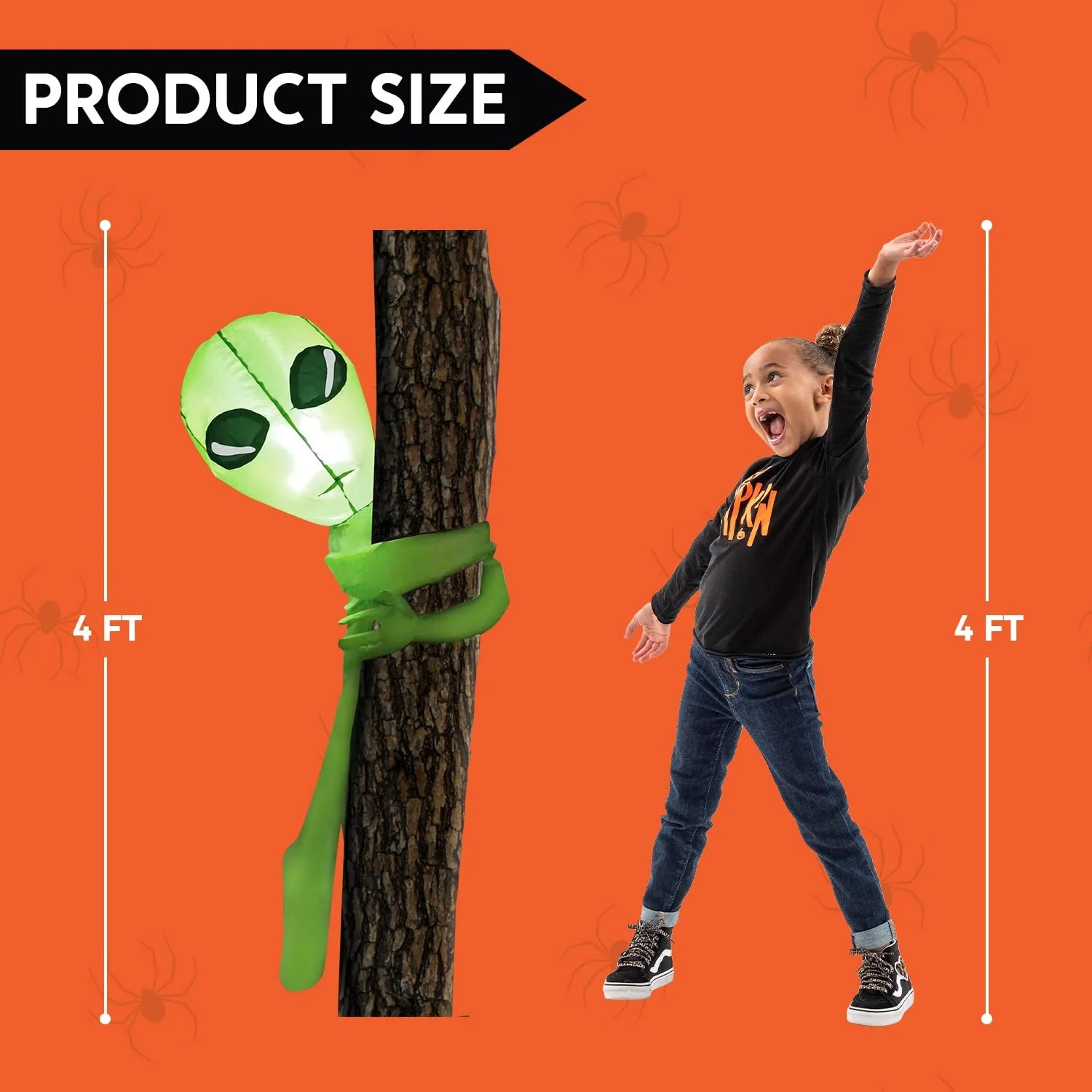 4 FT Halloween Inflatable Alien Tree Ghost Inflatable with Build-In Leds,Outdoor Blow up Inflatables Yard Decoration Decorations