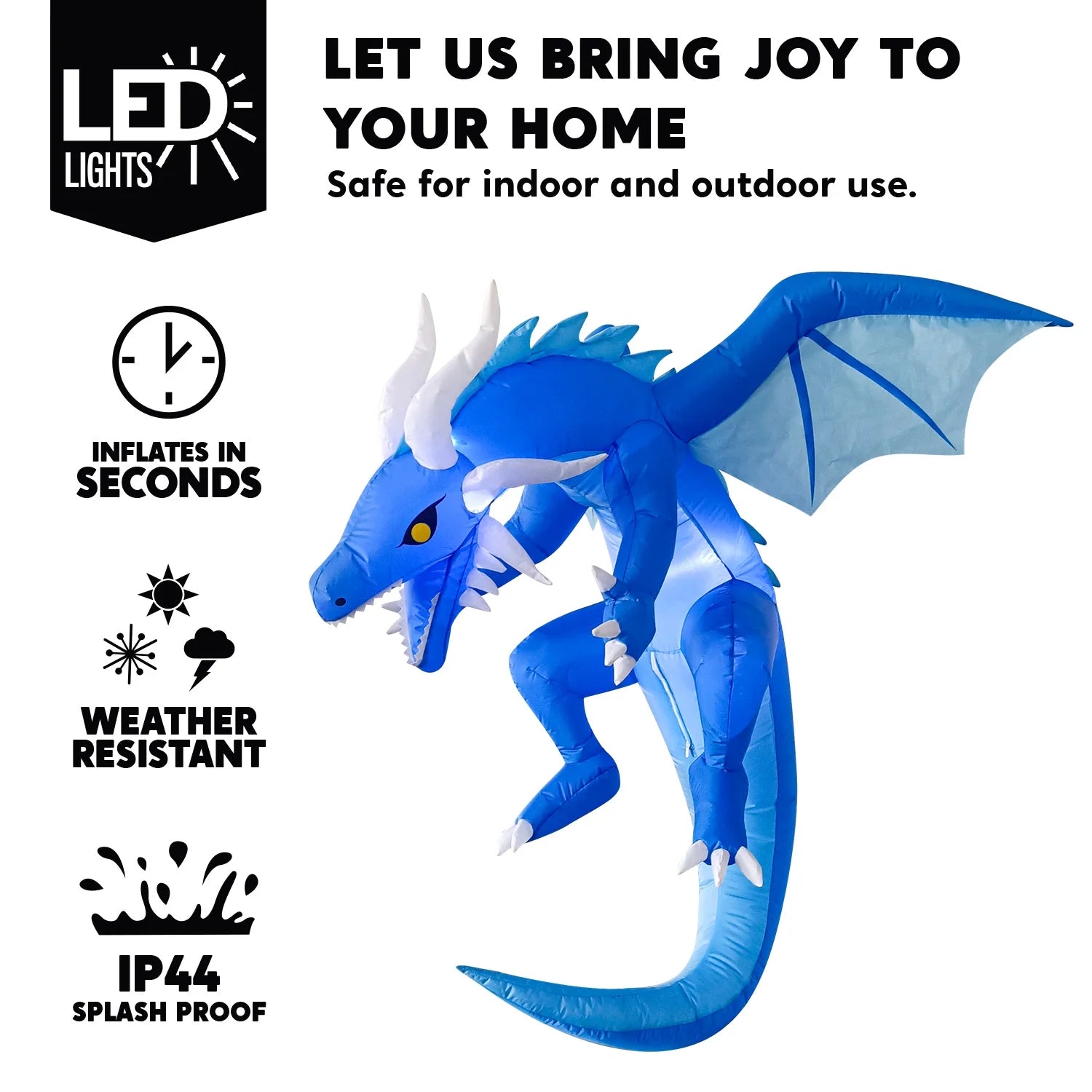 5 FT Halloween Inflatable Ice Dragon,Blue Hanging Flying Dragon Inflatable Halloween Blow up Yard Decorations outside Decorations