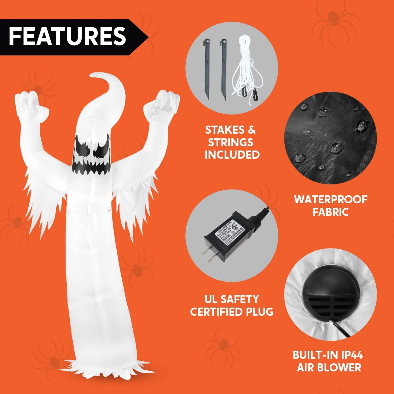 12Ft Halloween Inflatable Ghost,Giant Ghosts Inflatables with Build-In Leds Outdoor Decorations,Blow Ups Halloween Yard Inflatables