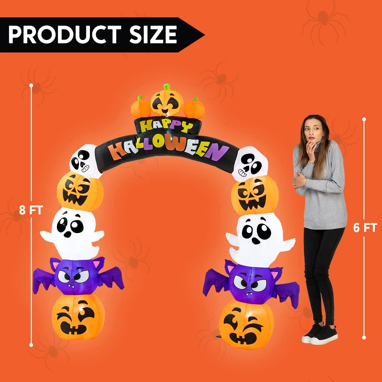 8 Ft Halloween Inflatable Pumpkin Archway Outdoor Decoration with Build-In LED Lights,Archway Halloween Blow up for Yard,Outside Pumpkin Decor for Party,Garden