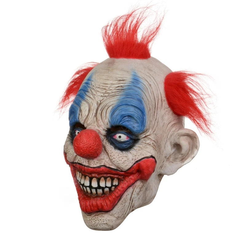 Halloween Mask Scary Smiling Clown Mask with Red Hair Halloween Headgear