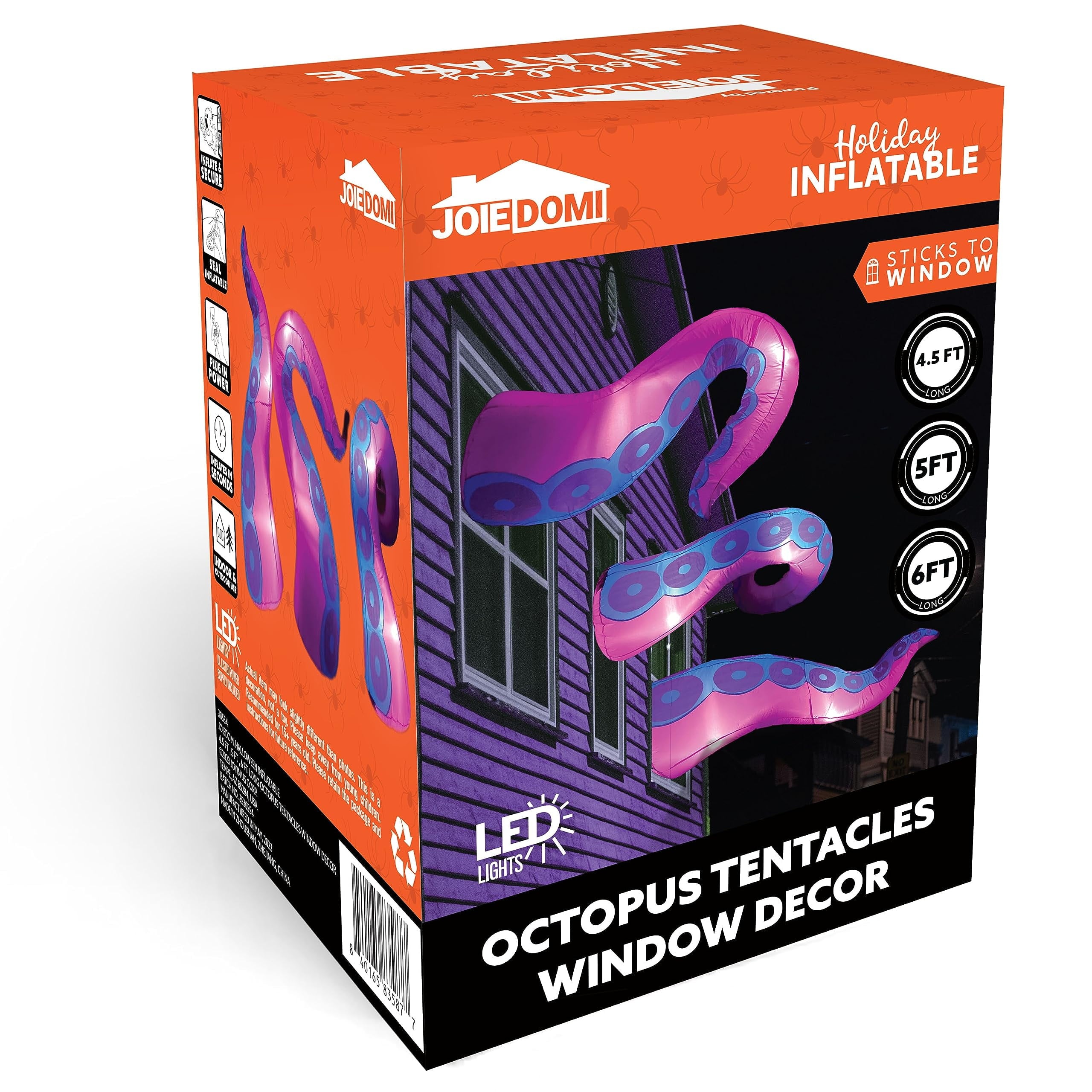 Halloween Inflatable Octopus Tentacle Outdoor with Built-In Leds,4.5,5,6 Ft Window Inflatables Halloween Decorations Outdoor Blow up Yard Lawn Decoration