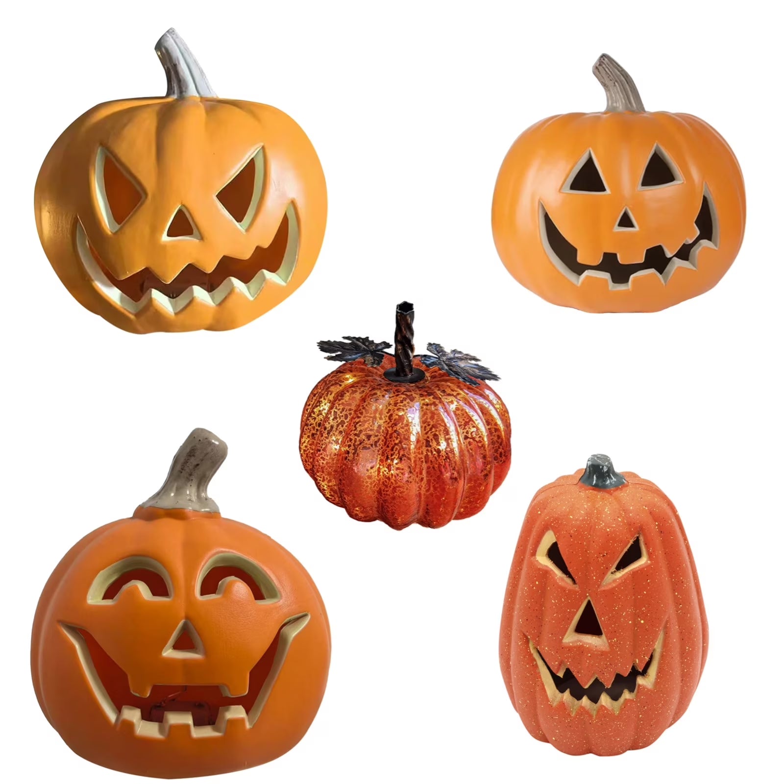 Plastic Jack O Lantern Pumpkins Halloween Light up Pumpkin Outdoor Indoor Battery Operated Lighted Pumpkin with Spooky Face Halloween Pumpkin Decorations Party Favor Gifts