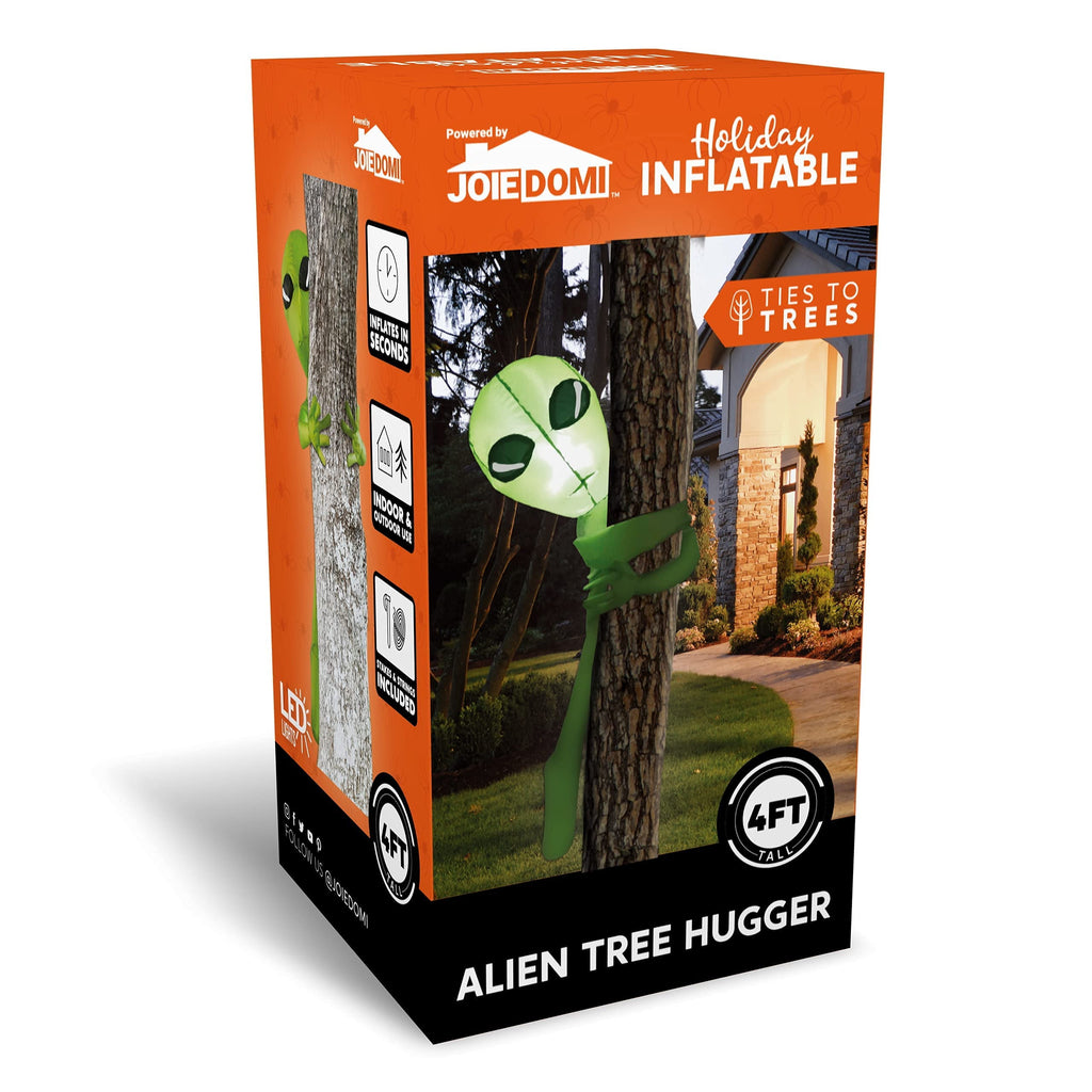 4 FT Halloween Inflatable Alien Tree Ghost Inflatable with Build-In Leds,Outdoor Blow up Inflatables Yard Decoration Decorations