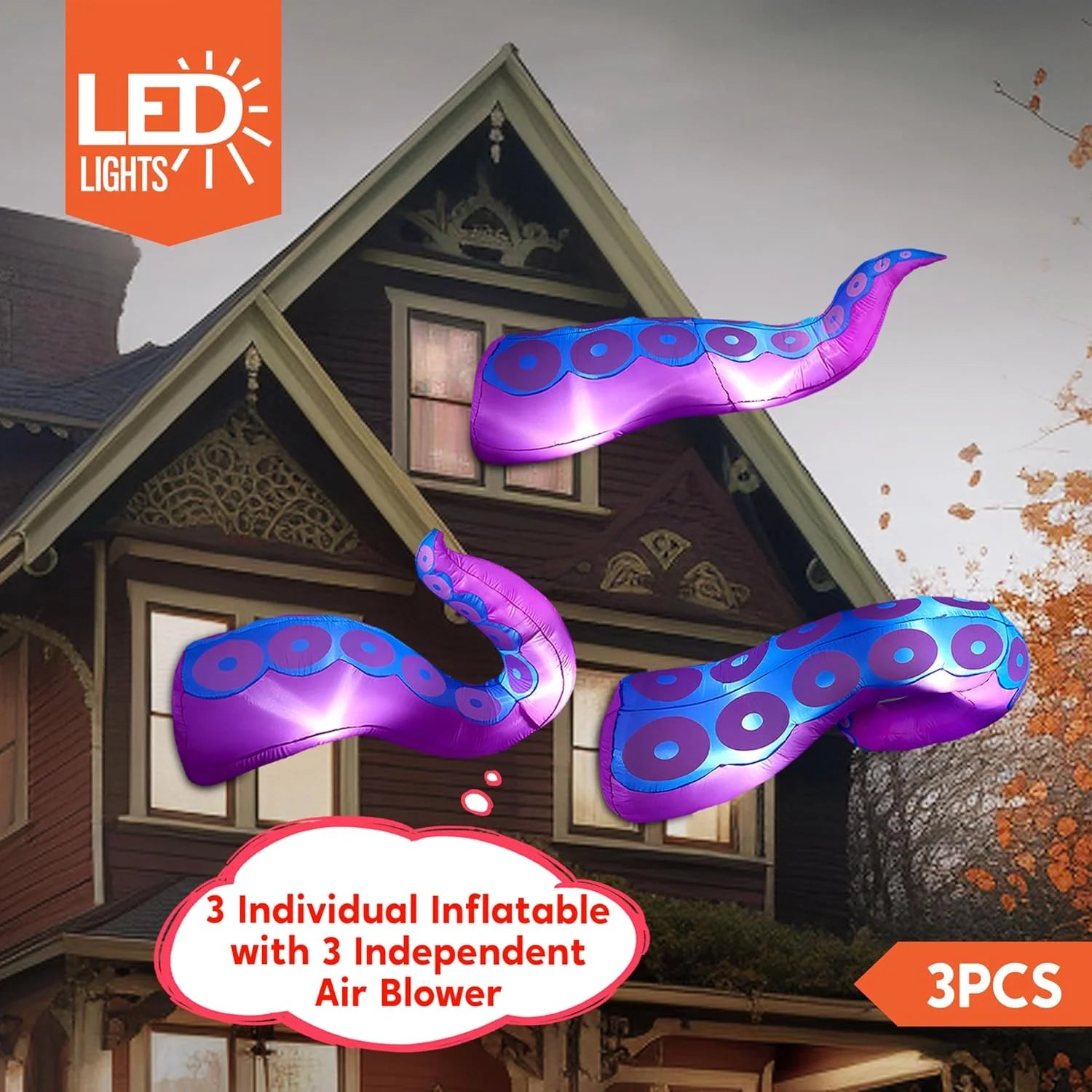 Halloween Inflatable Octopus Tentacle Outdoor with Built-In Leds,4.5,5,6 Ft Window Inflatables Halloween Decorations Outdoor Blow up Yard Lawn Decoration