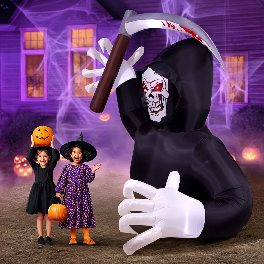 5.9FT Halloween Inflatables Grim Reaper with LED Lights Halloween Blow up Yard Decorations