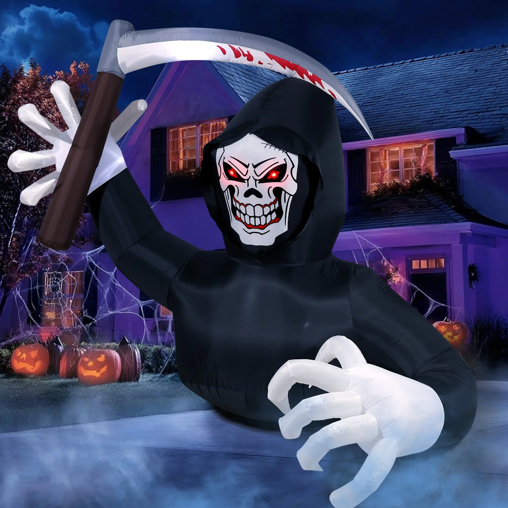 5.9FT Halloween Inflatables Grim Reaper with LED Lights Halloween Blow up Yard Decorations