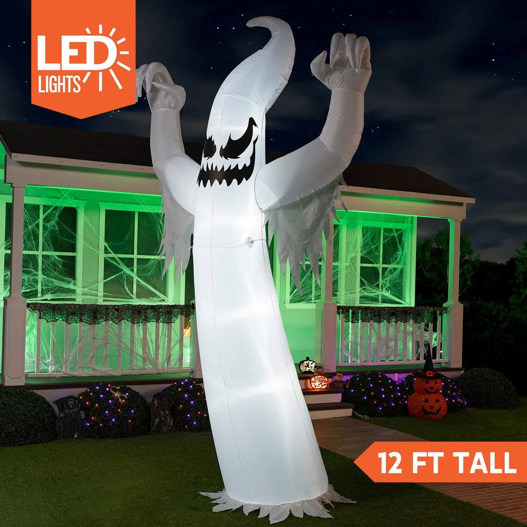 12Ft Halloween Inflatable Ghost,Giant Ghosts Inflatables with Build-In Leds Outdoor Decorations,Blow Ups Halloween Yard Inflatables