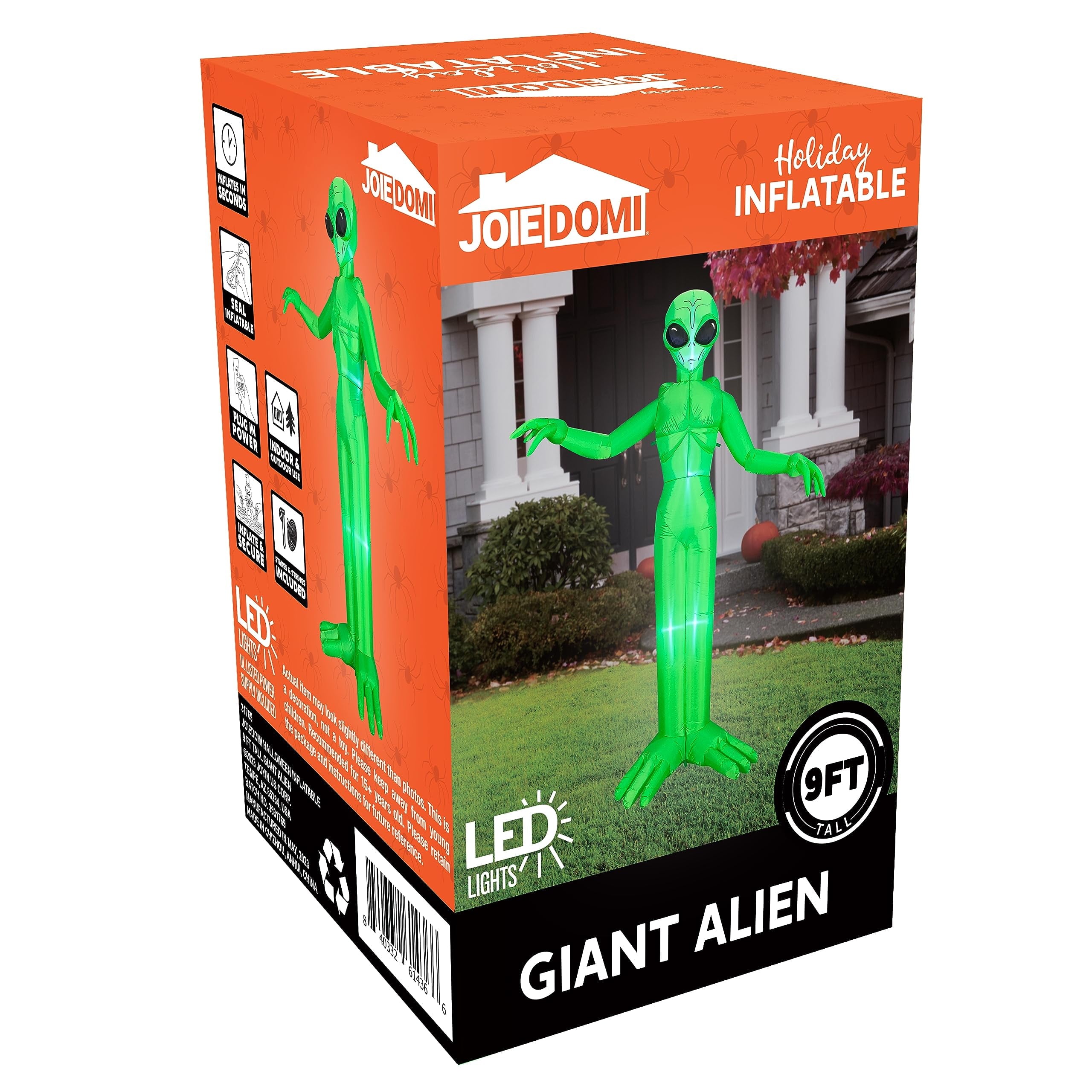 9 Ft Halloween Inflatable Giant Alien Decoration with Built-In Leds,Alien Halloween Decorations Outdoor Blow up Yard Lawn Decoration
