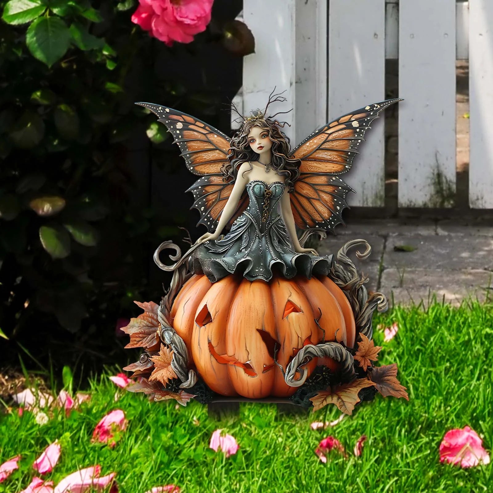 Halloween Wings Witch Pumpkin Decorations, Halloween Indoor Outdoor Decor, Halloween Decoration Ornament for Home outside Yard Lawn Garden Party