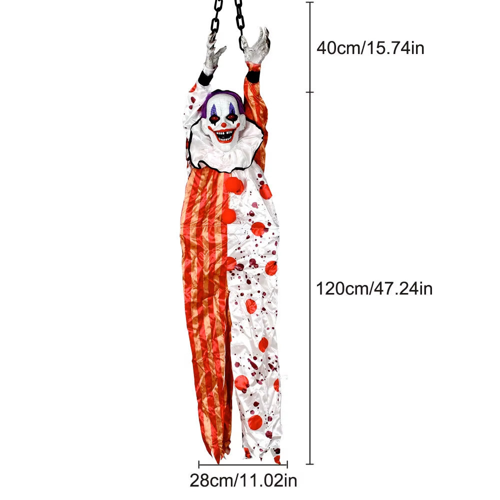 Halloween Animatronics Decoration Hanging Clown Nurse Voice Control Electric Outdoor Scary Clearance Horror Haunted House Props
