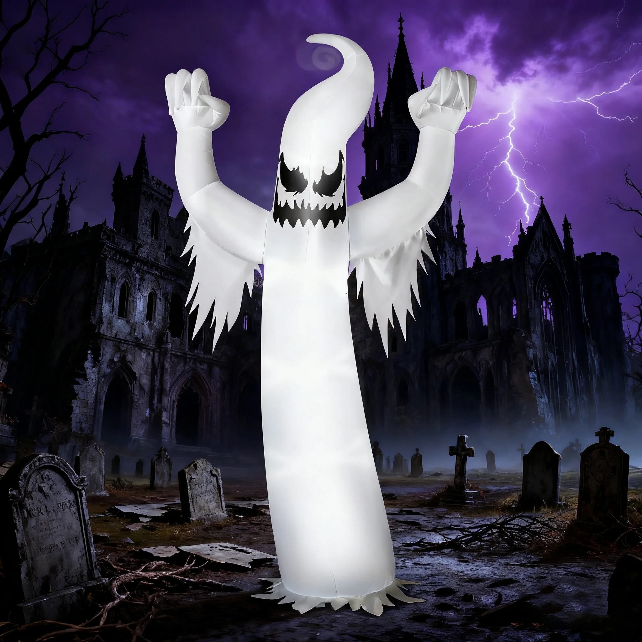12Ft Halloween Inflatable Ghost,Giant Ghosts Inflatables with Build-In Leds Outdoor Decorations,Blow Ups Halloween Yard Inflatables