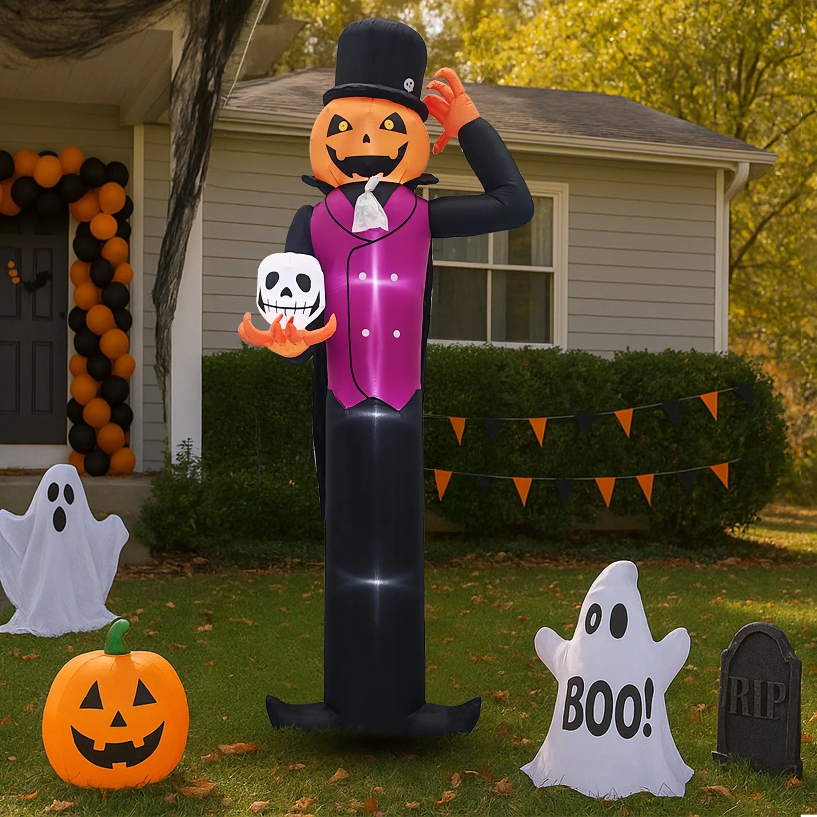 12 FT Halloween Inflatables Pumpkin Man Outdoor Halloween Decoration