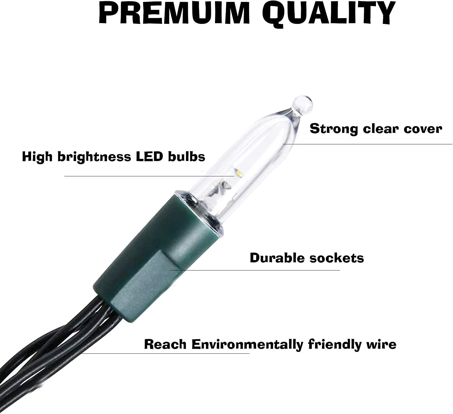 50 LED Outdoor Christmas Lights, 16 FT Mini String Light with 8 Modes, Waterproof Tree Lights for Indoor Outdoor Patio Garden Party Wedding Christmas Decoration, Multi-Color