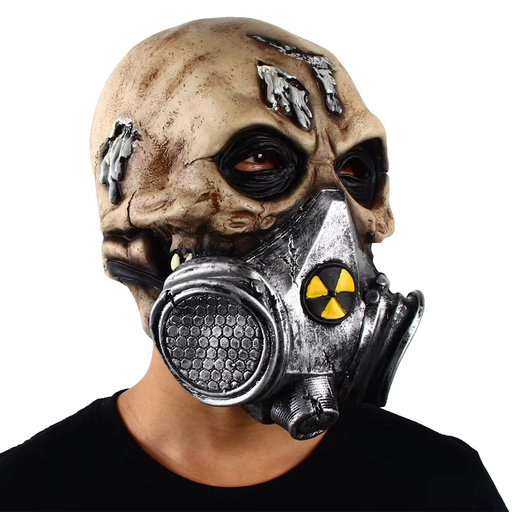 Skull Biohazard Scary Mask Zombie Terror Headgear Halloween Horror Party Cosplay Costume Latex Props