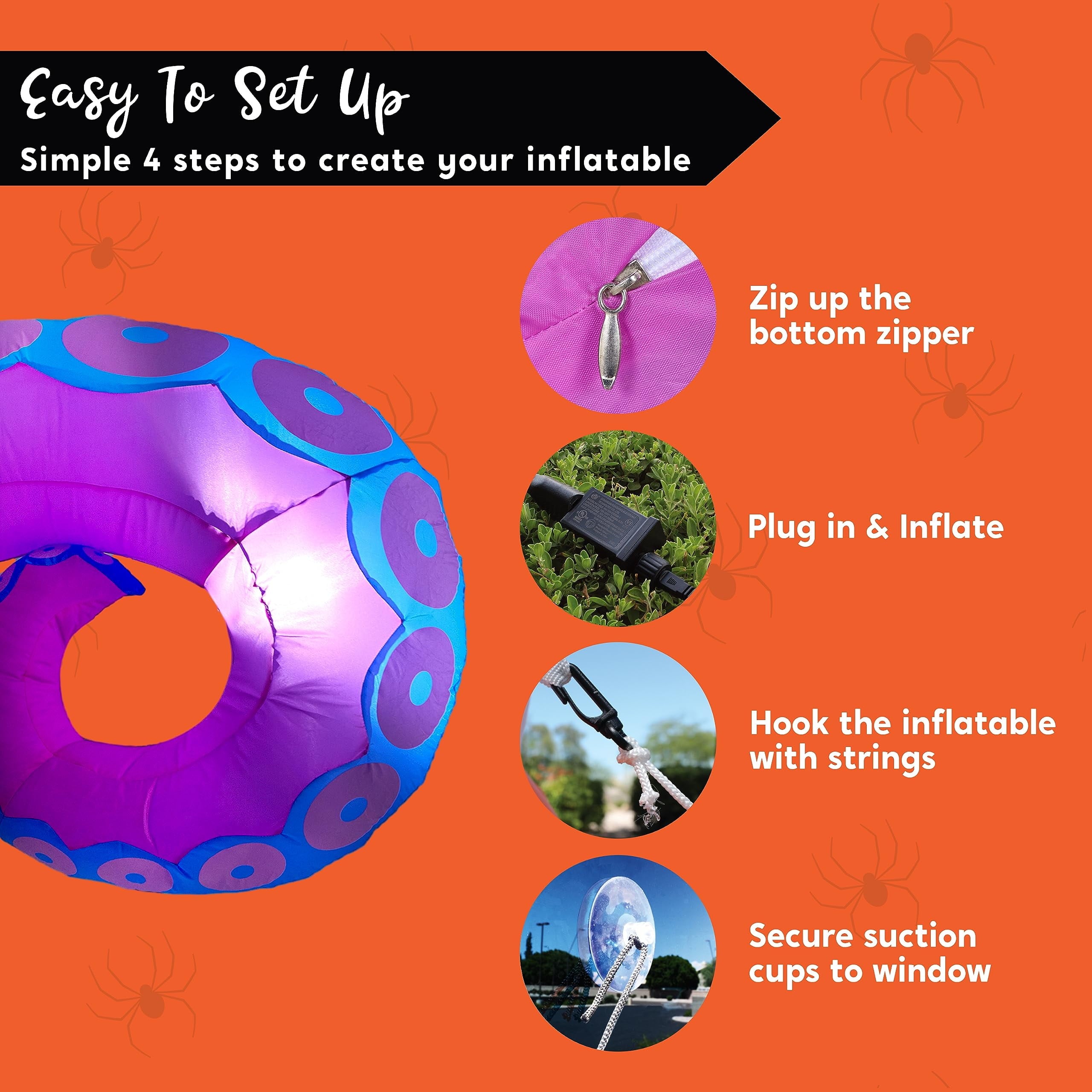 Halloween Inflatable Octopus Tentacle Outdoor with Built-In Leds,4.5,5,6 Ft Window Inflatables Halloween Decorations Outdoor Blow up Yard Lawn Decoration