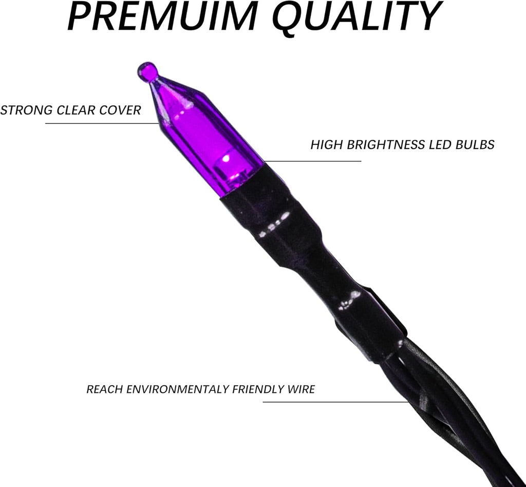 200 LED Halloween Mini String Lights, 65FT Light up 8 Modes Halloween Decorations Fairy Lights for Indoor Outdoor Room Garden Holiday Party (Purple)