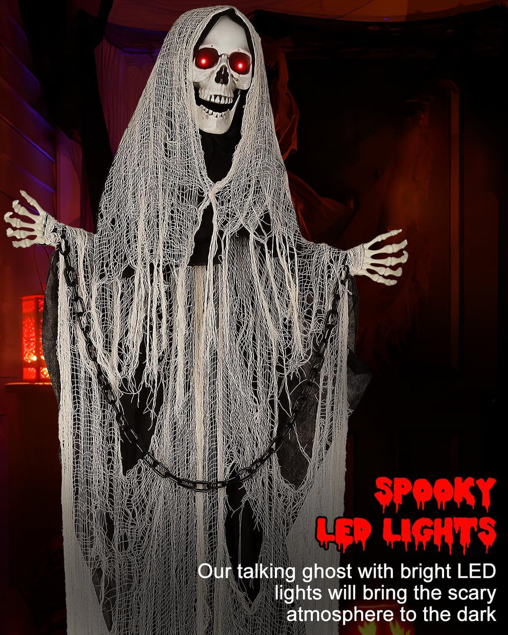 Life-Size Animated Grim Reaper Halloween Decorations Outdoor, Halloween Animatro